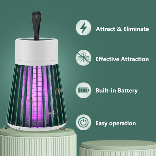 Indoor and Outdoor Bug Zapper and Fly Trap - Portable Mosquito and Fruit Fly Control for Home, Garden, and Camping - Green 2-Pack
