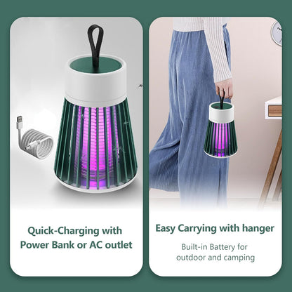 Indoor and Outdoor Bug Zapper and Fly Trap - Portable Mosquito and Fruit Fly Control for Home, Garden, and Camping - Green 2-Pack