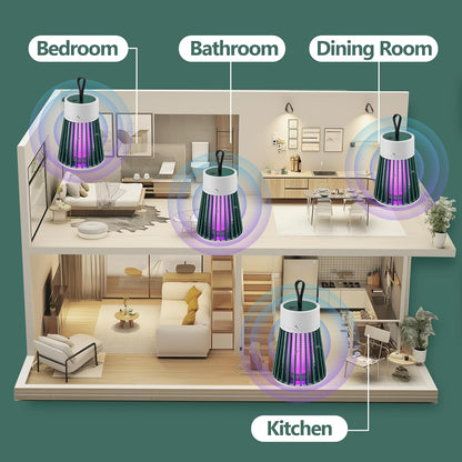 Indoor and Outdoor Bug Zapper and Fly Trap - Portable Mosquito and Fruit Fly Control for Home, Garden, and Camping - Green 2-Pack