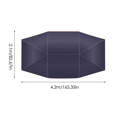 Dimensions of a car umbrella tent measuring 4.2m x 2.1m, ideal for outdoor car shading and protection.